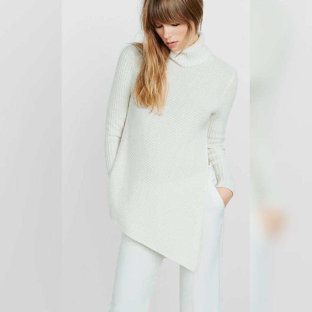 Express Mixed Knit High Slit Turtleneck Sweater
